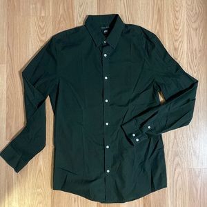 H&M Long Sleeve Casual Button Down Shirt, Dark Green, Size M